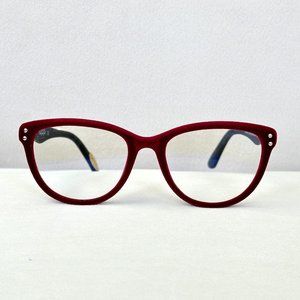 Burgundy Red Velvet-Rim Readers, Cats Eye, Blue Light Blocker, Luxury Eyeglasses